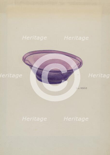 Amethyst Glass Bowl, c. 1940. Creator: V. L. Vance.