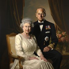 AI IMAGE - Portrait of Queen Elizabeth II and Prince Philip, 2000s, (2023). Creator: Heritage Images.
