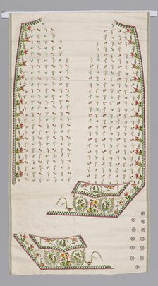 Embroidered Fabric for a Waistcoat Front, France, 1780s. Creator: Unknown.