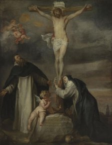 Christ on the Cross with Saint Catherine of Siena, Saint Dominic and an Angel, 1622-1627. Creator: Dyck, Sir Anthony van (1599-1641).