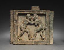 Architectural Bracket with Wrestlers, 100s-200s. Creator: Unknown.
