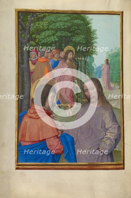 Saint John the Baptist Preaching and Christ with the Apostles; Spinola Hours, about 1510-1520. Creator: Workshop of Master of the First Prayer Book of Maximilian.