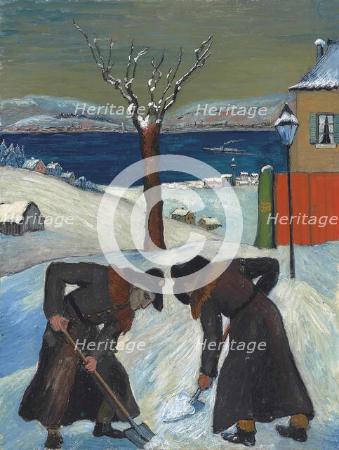 Snow Overnight, 1917-1918. Creator: Werefkin; Marianne; von (1860-1938).