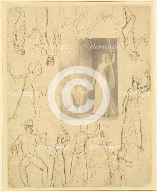 Design for a Book Illustration of Circe and Odysseus [recto], c. 1803. Creator: Thomas Stothard.