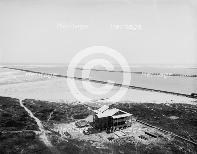 Panorama of Tampico River and the jetties from the lighthouse, between 1880 and 1897. Creator: William H. Jackson.