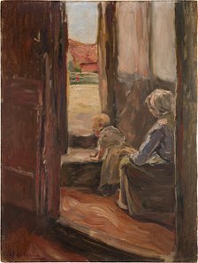 The first step (Mother and Child, small sketch), 1890. Creator: Max Liebermann