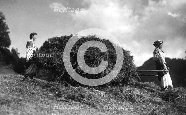 Bringing in the harvest, Bistrita Valley, Moldavia, north-east Romania, c1920-c1945. Artist: Adolph Chevalier