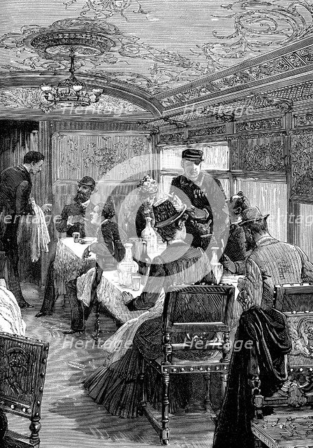 Dining car on the Orient Express, c1885. Artist: Unknown
