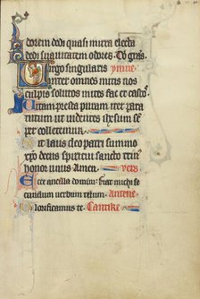 Initial V: A Crowned Female Saint with a Book and a Martyr's Palm; Ruskin Hours, about 1300. Creator: Unknown.