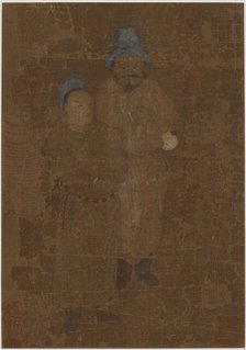 Two male figures, standing, Ming dynasty, 17th century. Creator: Unknown.