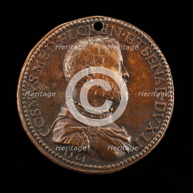 Cosimo I de' Medici, 1519-1574, 2nd Duke of Florence 1537, later Grand Duke of Tuscany [obverse], 15 Creator: Domenico Poggini.