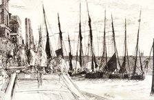 'Boats alongside Billingsgate', London, 1859. Artist: James Abbott McNeill Whistler