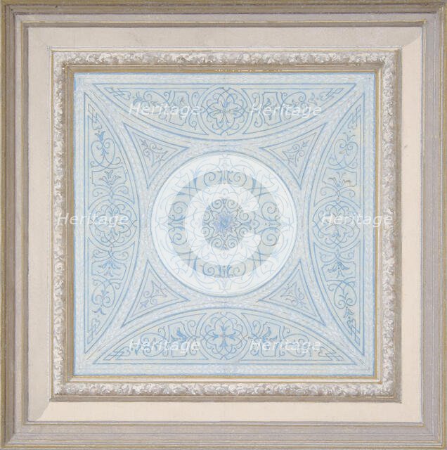 Design for a ceiling paianted in filagree patterns, 1830-97. Creators: Jules-Edmond-Charles Lachaise, Eugène-Pierre Gourdet.