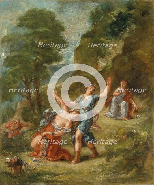 Four Seasons, The Spring: Eurydice Bitten by a Serpent while Picking Flowers..., 1856-1863. Creator: Delacroix, Eugène (1798-1863).