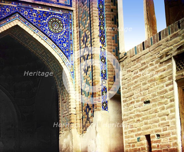 Passage of the Dead: detail above entrance, Samarkand, between 1905 and 1915. Creator: Sergey Mikhaylovich Prokudin-Gorsky.