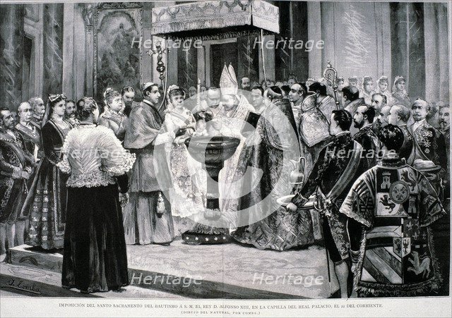 Baptism of King Alfonso XIII verified with the greatest solemnity in the Chapel of the Royal Pala…