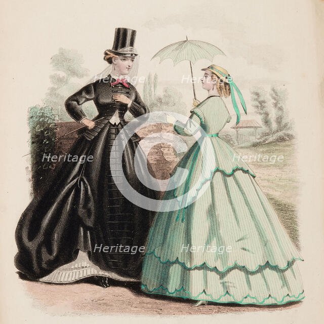 Fashion Plate - Petit Courrier des Dames 'Modes de Paris', 1866-67. Creator: Gilquin fils.