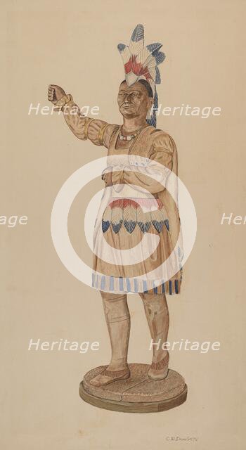 Cigar Store Indian, c. 1941. Creator: Clarence W Dawson.