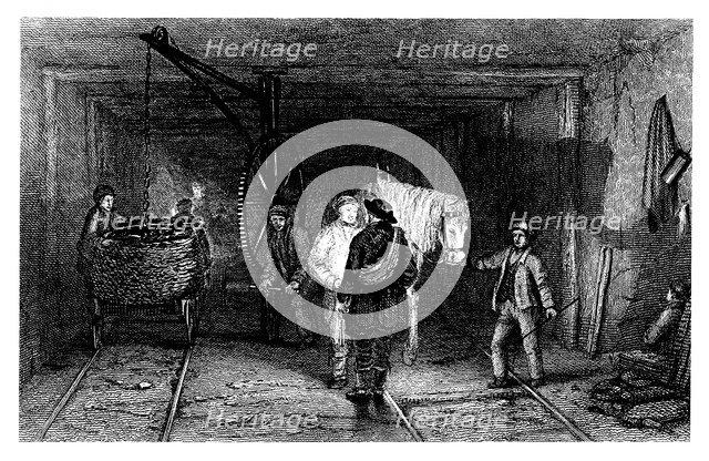 Underground scene in a coal mine, 1860. Artist: Unknown