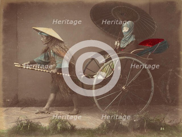 Jinrikishia, 1870s-1890s. Creator: Kusakabe Kimbei.