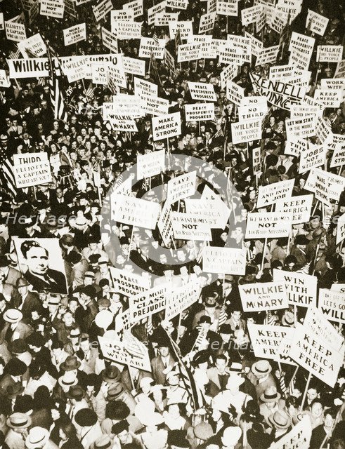 Republican supporters outside Buffalo Memorial Auditorium, New York, USA, 15 October 1940. Creator: Unknown.