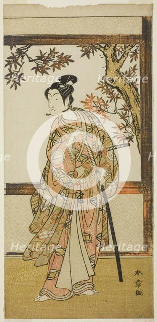 The Actor Ichikawa Monnosuke II as Shinokobe Shoji Yukihira in the Play Gohiiki Kanjincho..., c1773. Creator: Shunsho.