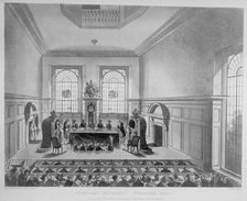 Drawing of the state lottery taking place in Coopers' Hall, City of London, 1809. Artist: Anon