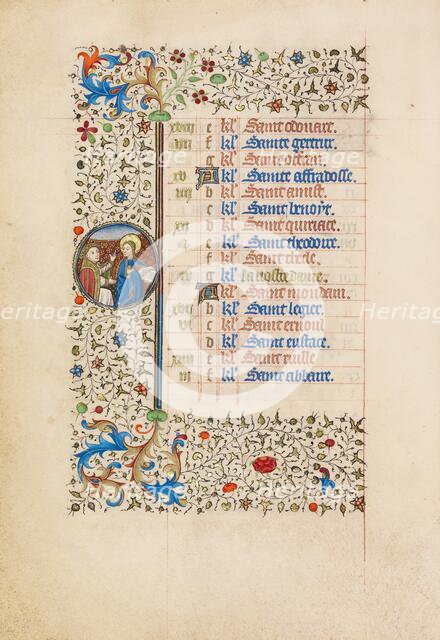 March Calendar Page: The Annunciation; Book of Hours, about 1440-1450. Creator: Workshop of the Bedford Master.