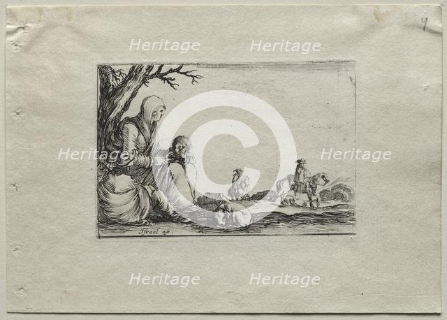 Caprices: Seated Beggar Woman with Two Children. Creator: Stefano Della Bella (Italian, 1610-1664).