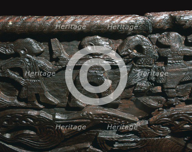 Detail of the Oseberg Cart from the Oseberg ship burial, 9th century. Artist: Unknown