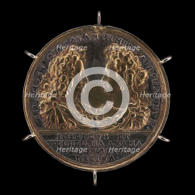 Emperor Joseph I and Princess Wilhelmina Amalia [obverse], 1699. Creator: Philipp Heinrich Müller.