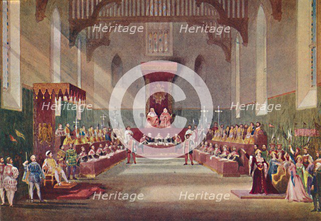 'The Trial Scene in Henry VIII', 1904. Artist: Frank Lloyd.