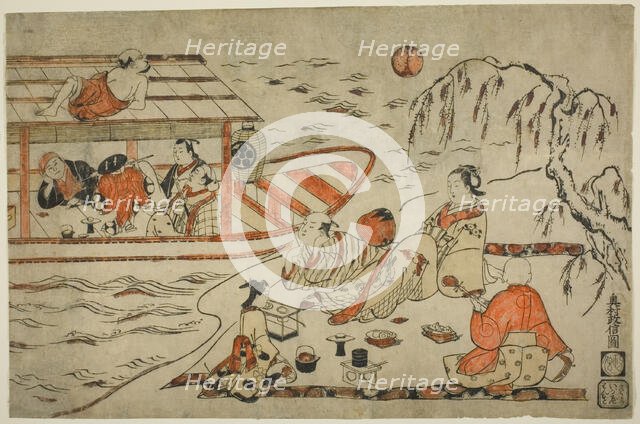 Cooling Off on a Summer Evening, c. 1715. Creator: Okumura Masanobu.