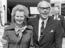 Margaret Thatcher with husband Denis at Heathrow Airport, London, 20th April 1977. Artist: Unknown