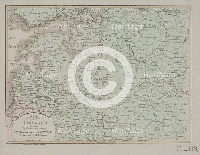The area between Petersburg and Moscow in Russia, 1812.