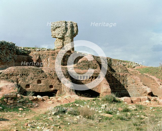 Celtiberian Roman rock city of Tiermes, detail of the rock digged houses.