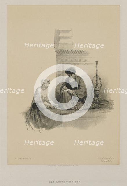 Egypt and Nubia, Volume III: The Letter-Writer, Cairo, 1849. Creator: Louis Haghe (British, 1806-1885); F.G.Moon, 20 Threadneedle Street, London.