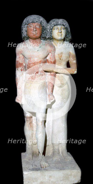 Egyptian sculpture of a man and his wife. Artist: Unknown