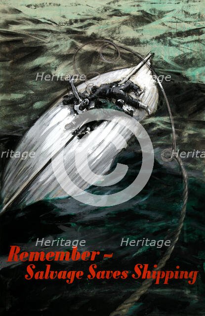 'Remember - Salvage saves Shipping', World War II poster, between 1939 and 1946. Creators: Central Office of Information, Unknown.