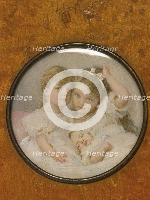 Portrait miniature of Grand Duchesses Olga, Tatiana and Maria of Russia, c. 1900. Artist: Anonymous  