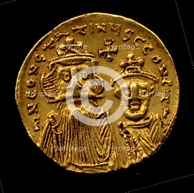 Gold Solidus of Constans II (641-68), Early Byzantine, 654-659. Creator: Unknown.