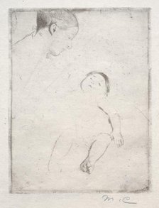 Bill Lying on his Mother's Lap, c. 1889. Creator: Mary Cassatt (American, 1844-1926).