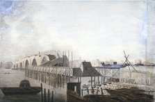 View of the temporary bridge at Blackfriars, London, 1762. Artist: Francis Grose
