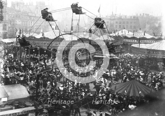 Big wheel, Goose Fair, Market Place, Nottingham, Nottinghamshire, 1907. Artist: Unknown