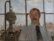 Selfportrait with skeleton. Artist: Corinth, Lovis (1858-1925)