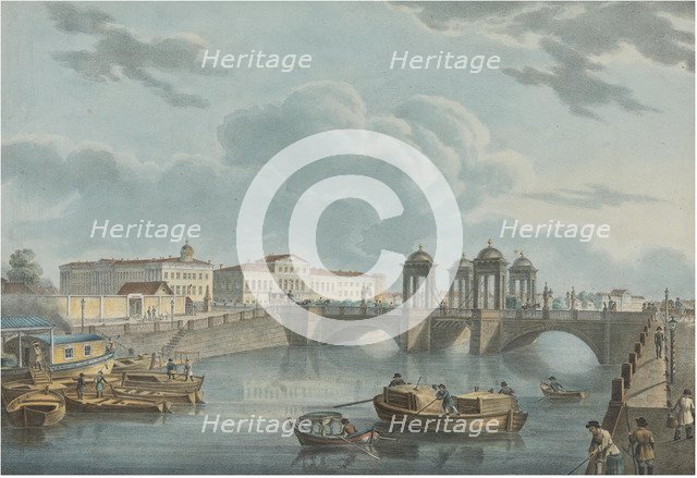 View of the Fontanka at the Obukhov Bridge, 1823. Artist: Beggrov, Karl Petrovich (1799-1875)
