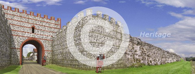 South gate of Silchester Roman City Walls, c3rd century, (c1990-2010) Artist: Peter Urmston.