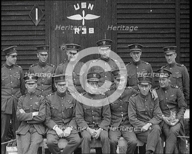 The Crew of the United States Navy R 38 Airship Before Its Fatal Crash, Sitting for Photographs,1921 Creator: British Pathe Ltd.