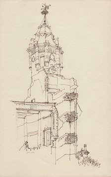 Turret of ruined building, c1950. Creator: Shirley Markham.