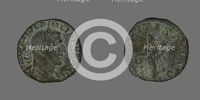 Sestertius (Coin) Portraying Philip the Arab, 244-249. Creator: Unknown.